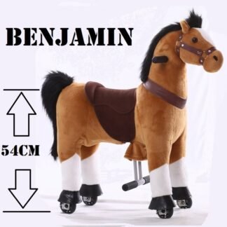 Caballo Infantil  KID-HORSE "Benjamín" marrón blanco y MARRÓN, para niños de 3-6 años. LI-TB-2007S